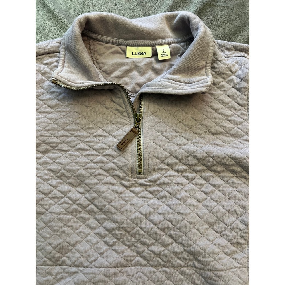 LL Bean Quilted Quarter Zip Sweatshirt Pale Lavender Purple Pullover 502745 S - Picture 3 of 9